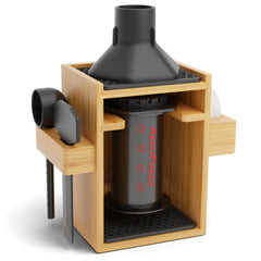 HEXNUB face avant montrant rangement AeroPress et organisation pratique