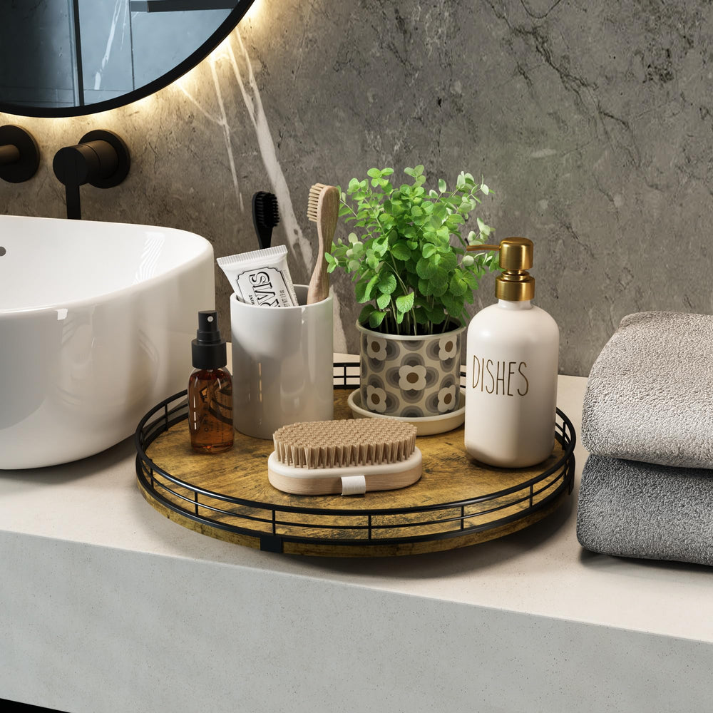 HGF plateau sur coiffeuse organisant lotions et parfums élégamment