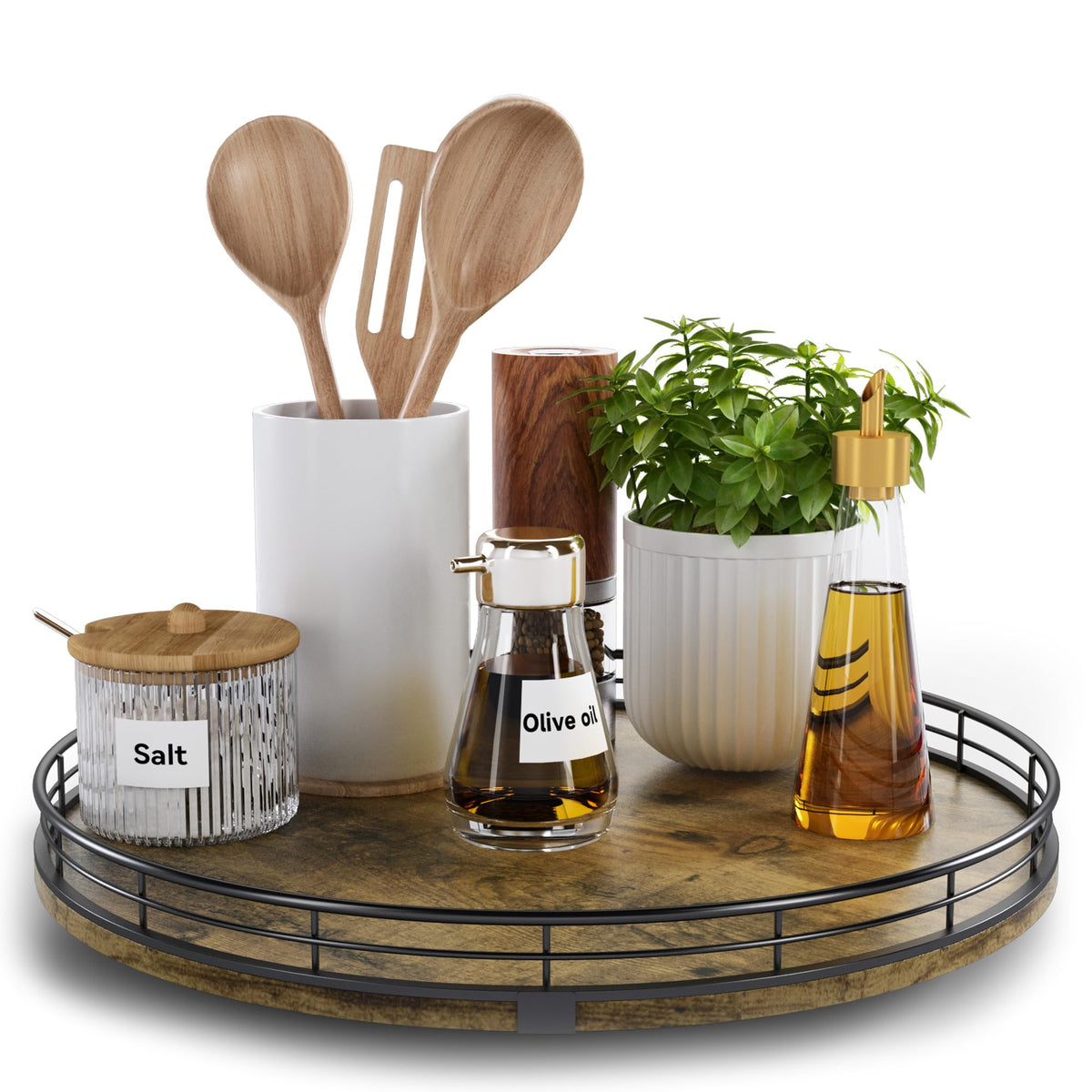 HGF plateau tournant face montrant design rustique et rotation pratique