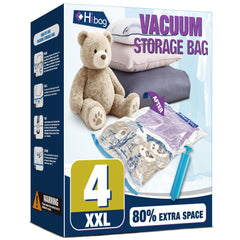 HIBAG emballage avant montrant dimensions et usage, gain d'espace clair