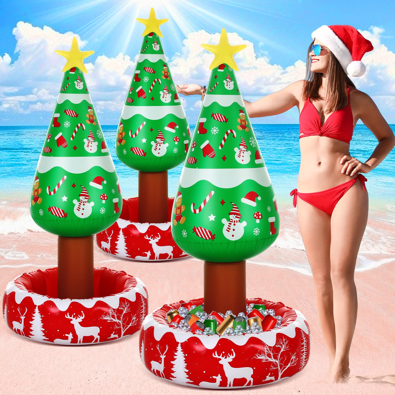 Hiboom sapin gonflable vue avant montrant design festif et gain de place