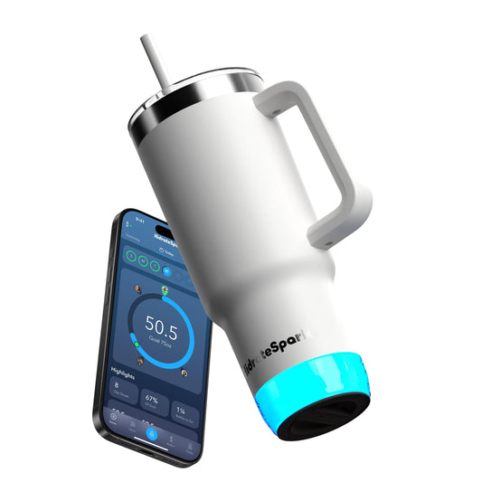 Hidrate Spark face avant blanche montrant le design élégant et capacité 30oz