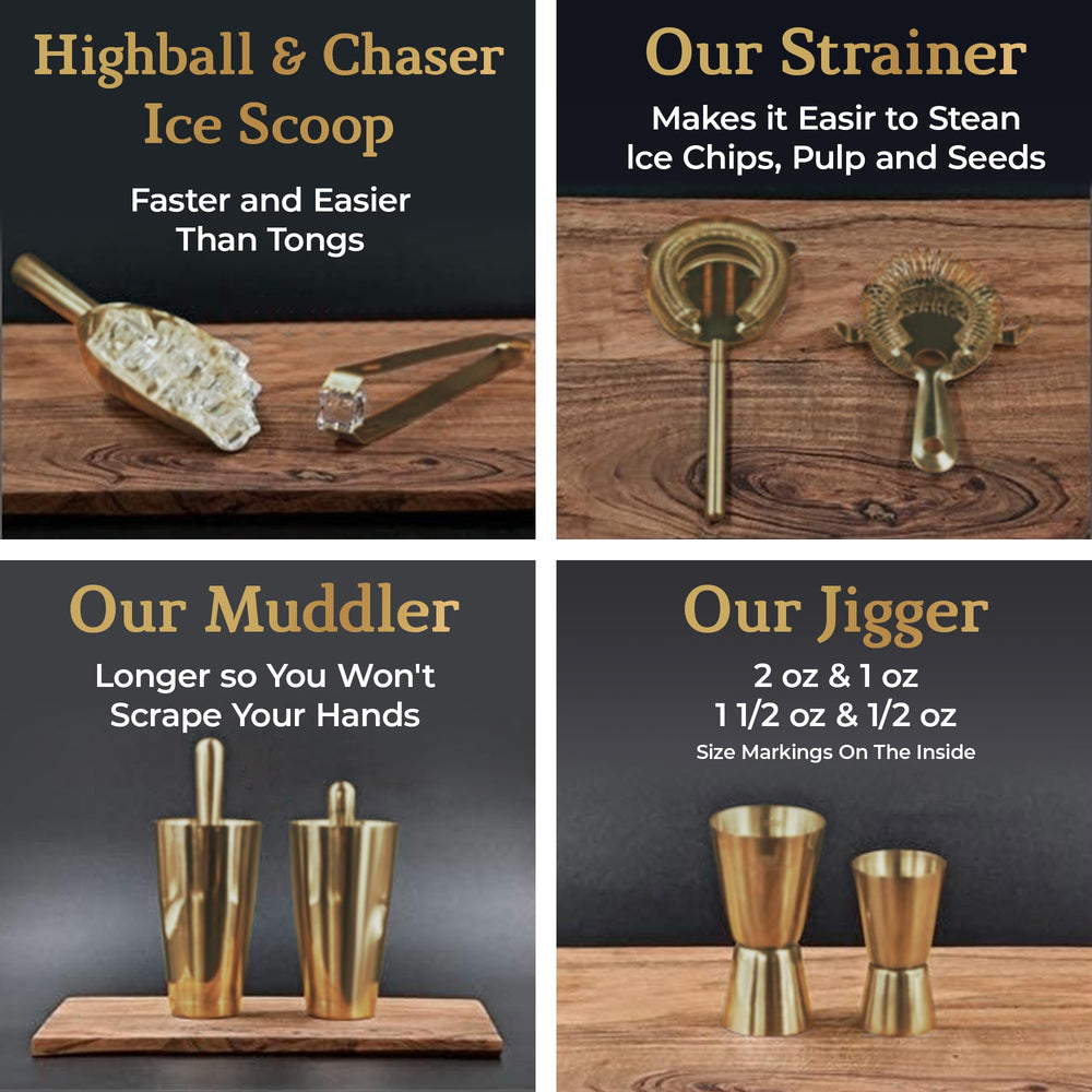 Highball & Chaser gros plan finition acier inoxydable poli, résistance à la corrosion et style miroir