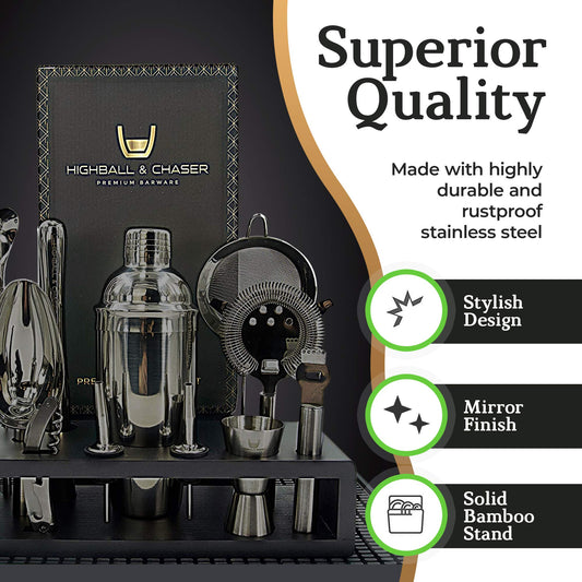Highball & Chaser shaker cobbler noir mat montrant finition soignée