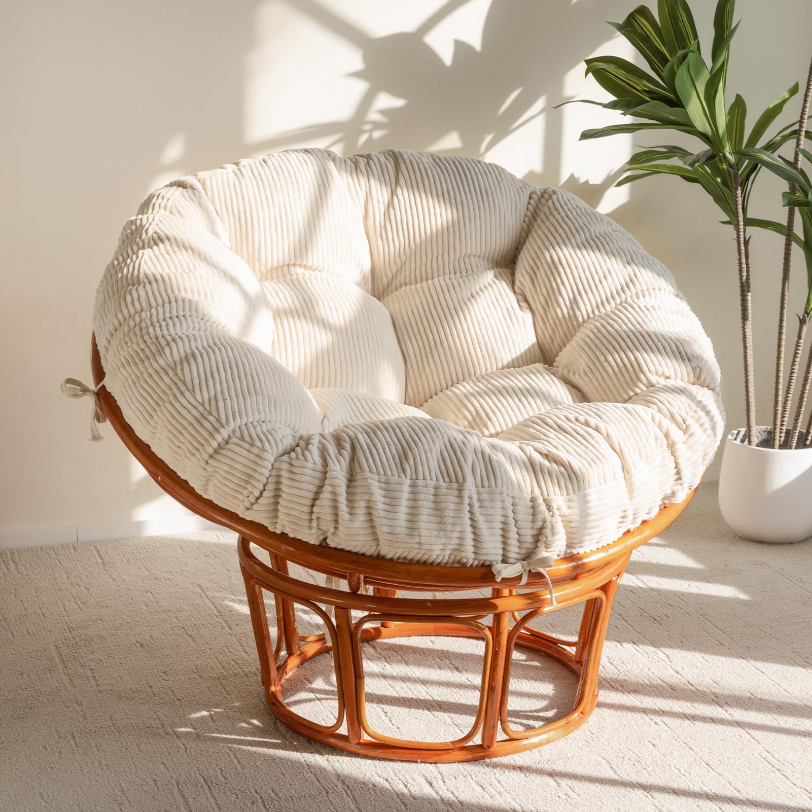 HIGOGOGO coussin papasan face avant beige offrant une assise enveloppante