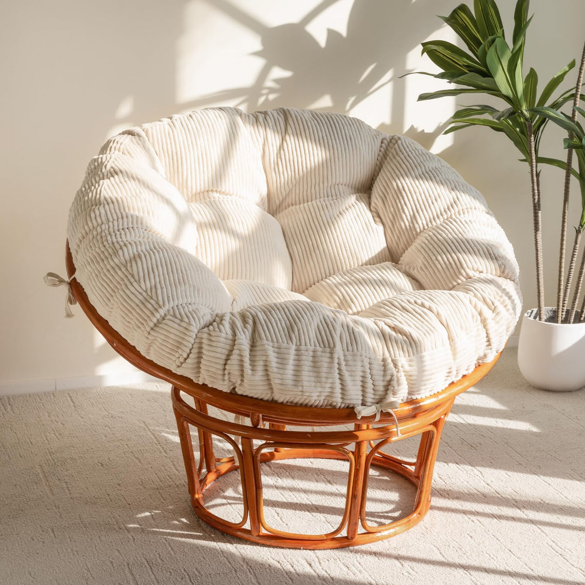 HIGOGOGO coussin papasan face avant beige offrant une assise enveloppante