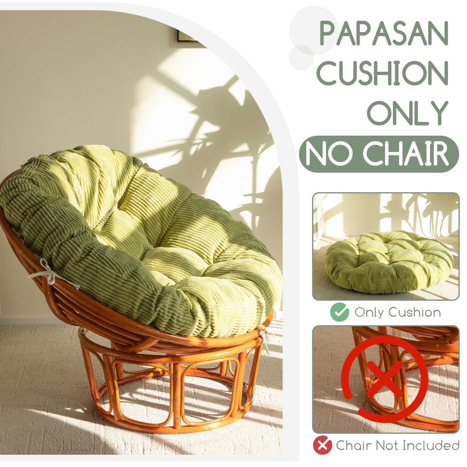 HIGOGOGO coussin posé sur fauteuil papasan rehausse confort