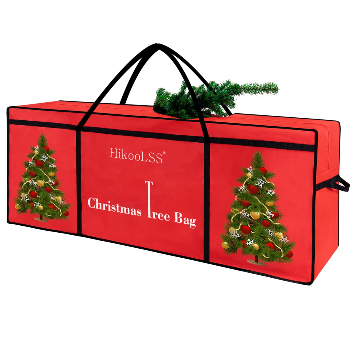 HikooLSS sac pour sapin face avant montrant la fermeture et gain d'espace