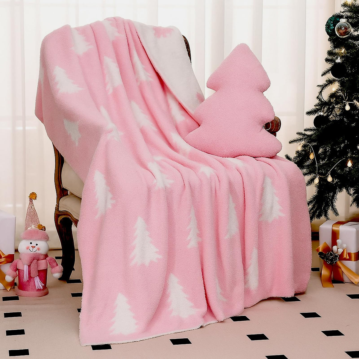 Hillsuren face avant montrant le motif sapin et les couleurs rose blanc