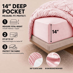 HIMEET drap-housse et dimensions illustrant l'ajustement Twin XL