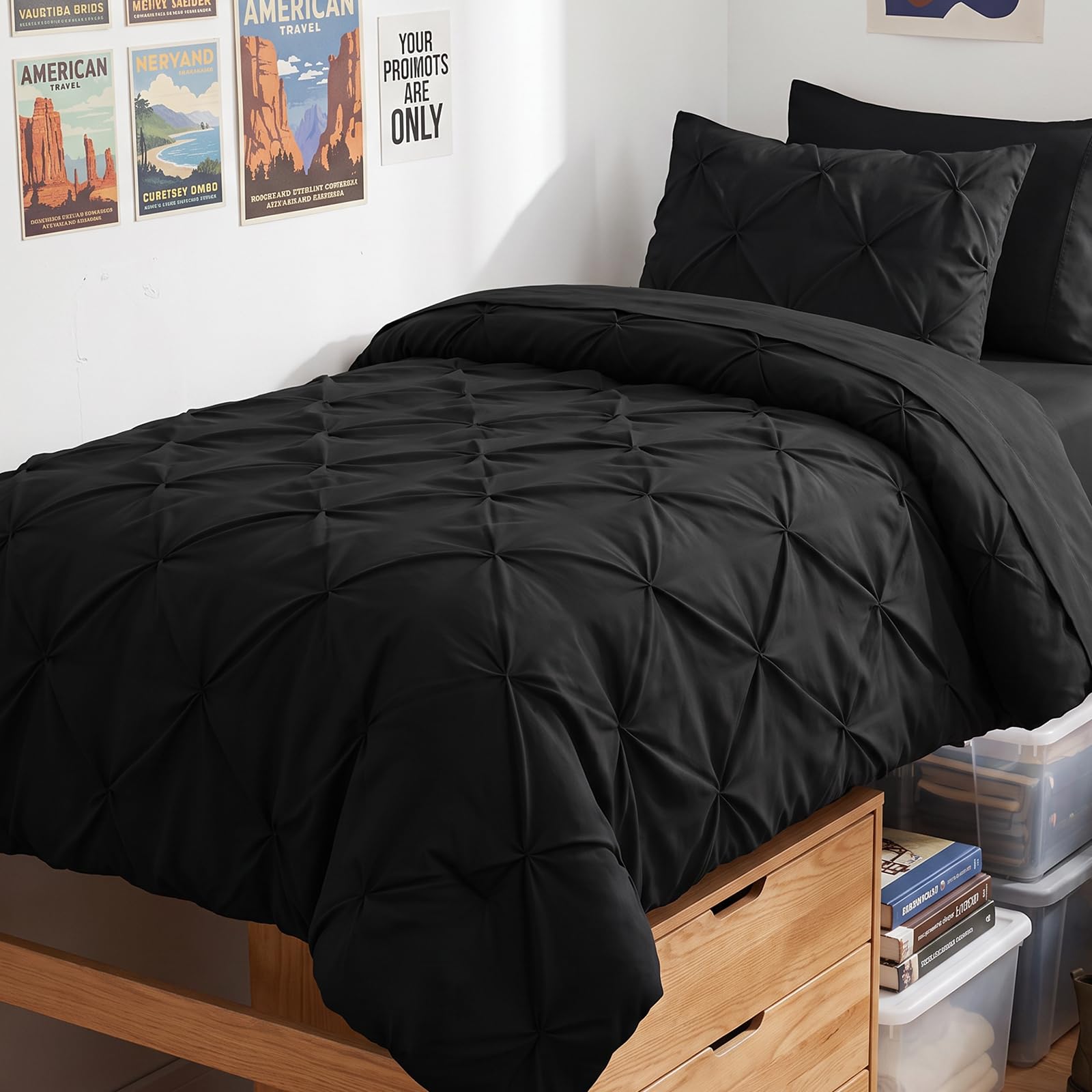HIMEET vue frontale du lit pintuck apportant style hôtelier