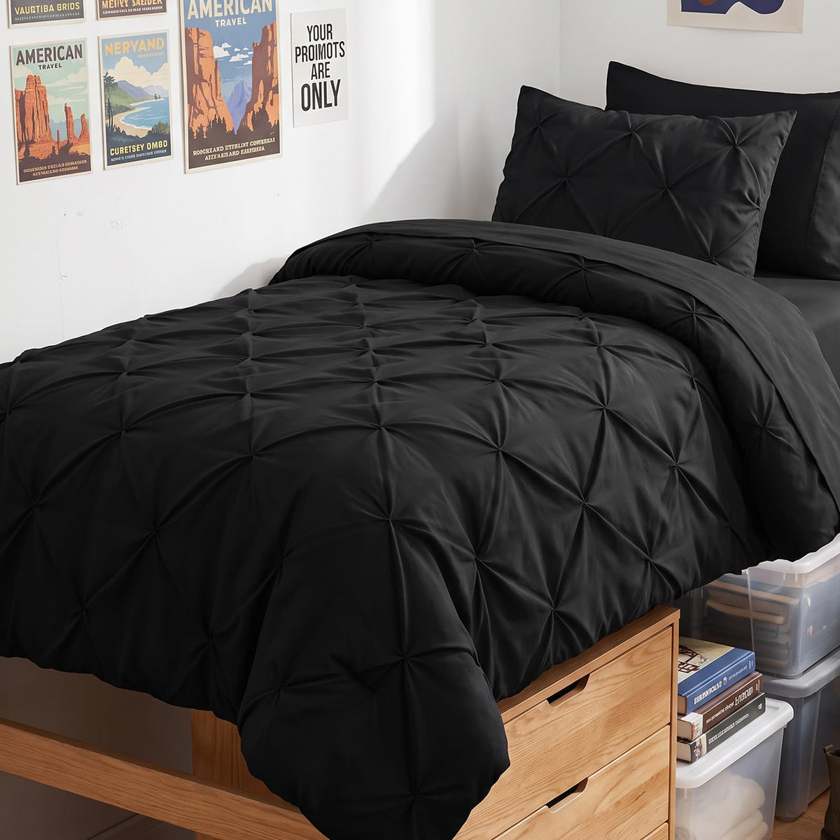 HIMEET vue frontale du lit pintuck apportant style hôtelier