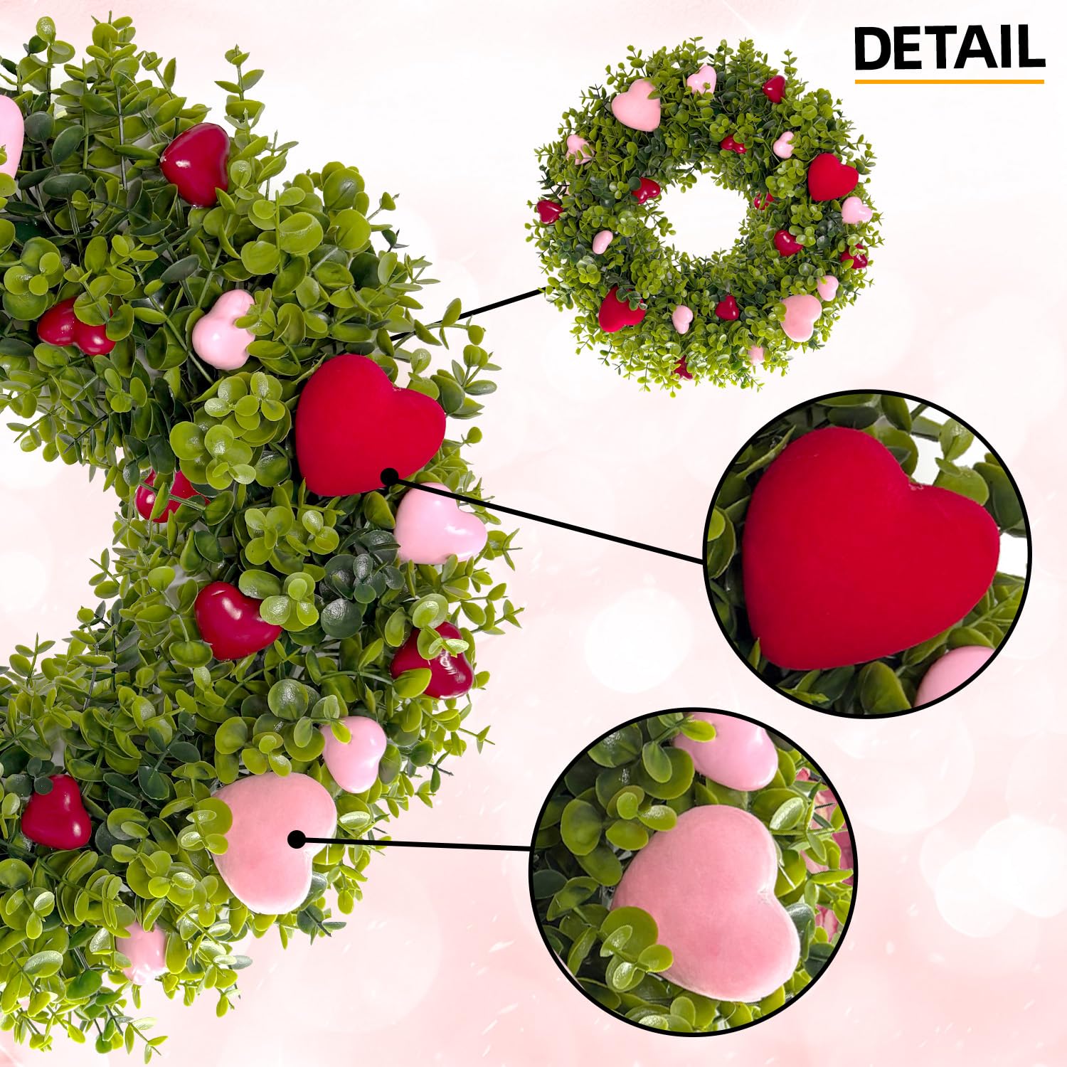 HipTree gros plan coeur floqué rouge et rose apporte texture et douceur