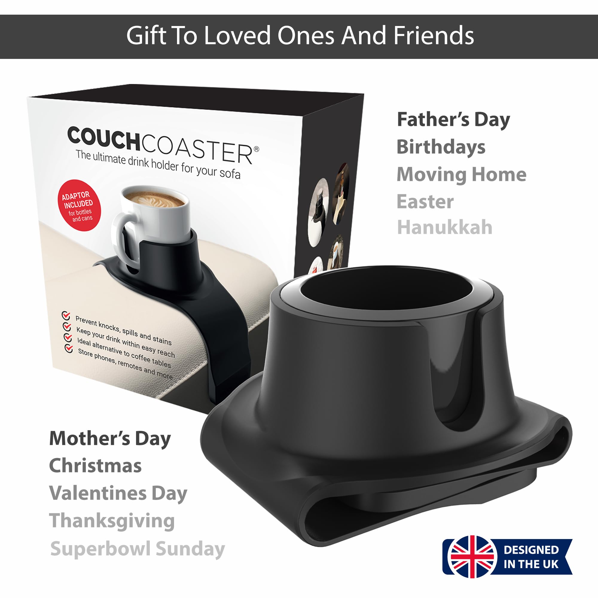HIT PRODUCTS CouchCoaster à côté d’une règle, démonstration des dimensions exactes