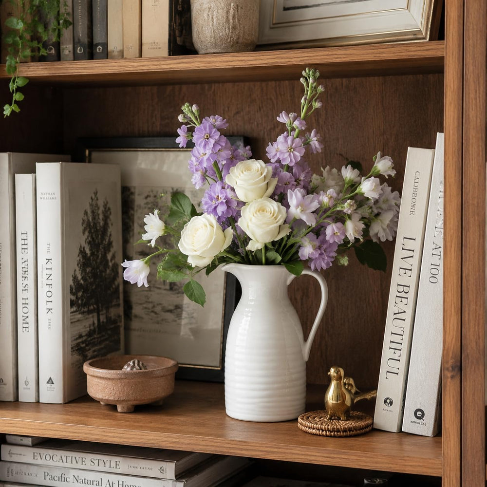 hjn pichet-vase sur manteau de cheminée ajoutant charme campagne chic