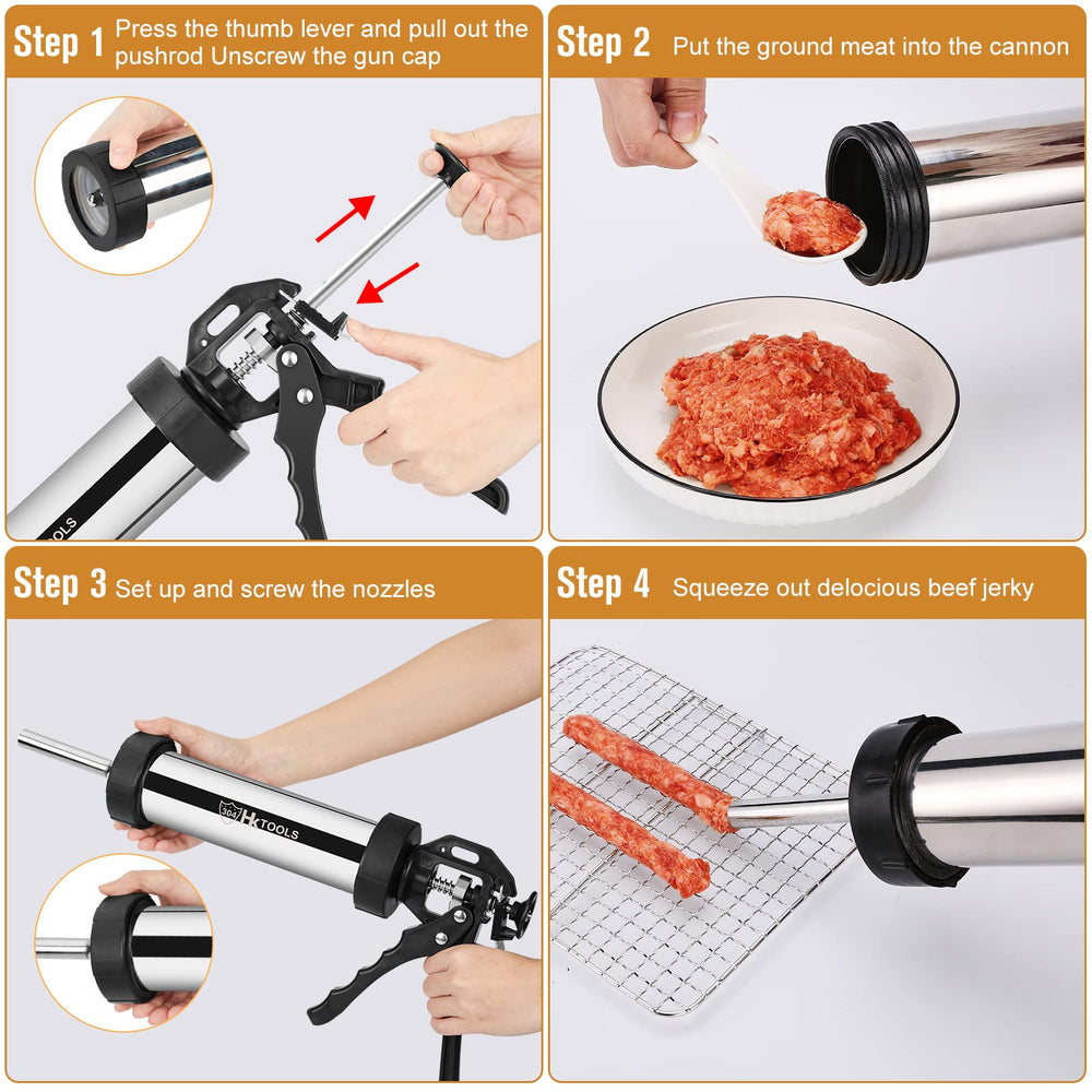HK pistolet à jerky en main démontrant extrusion précise et contrôle