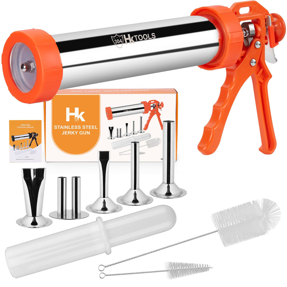 HK pistolet à jerky vue de face montrant construction inox et polyvalence