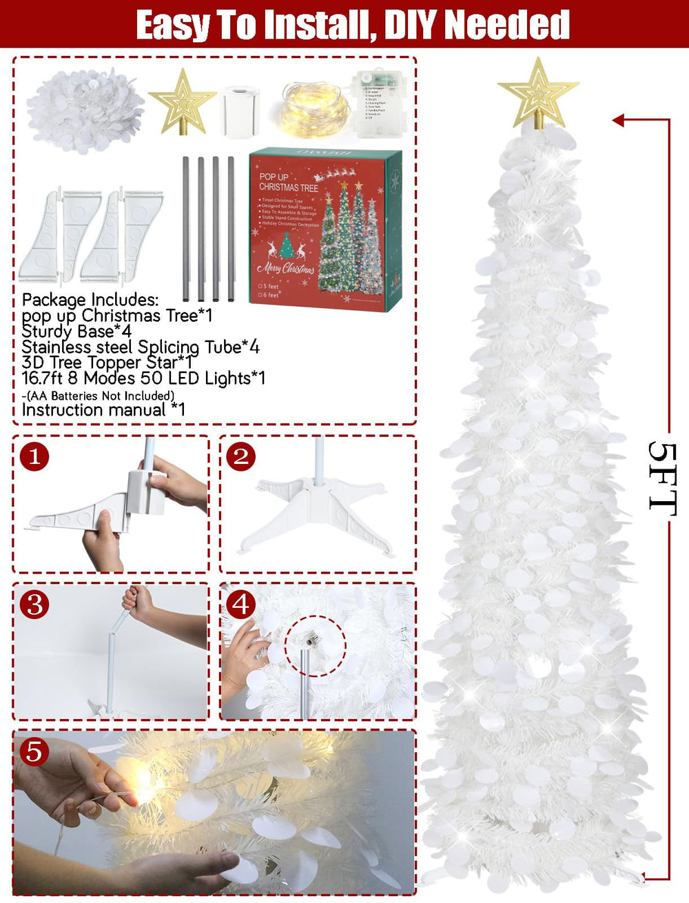 HMASYO branches tinsel gros plan qualité PVC durable