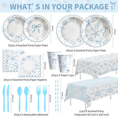 HOAKWA assiettes et gobelets détail illustré offrant un rendu côtier élégant