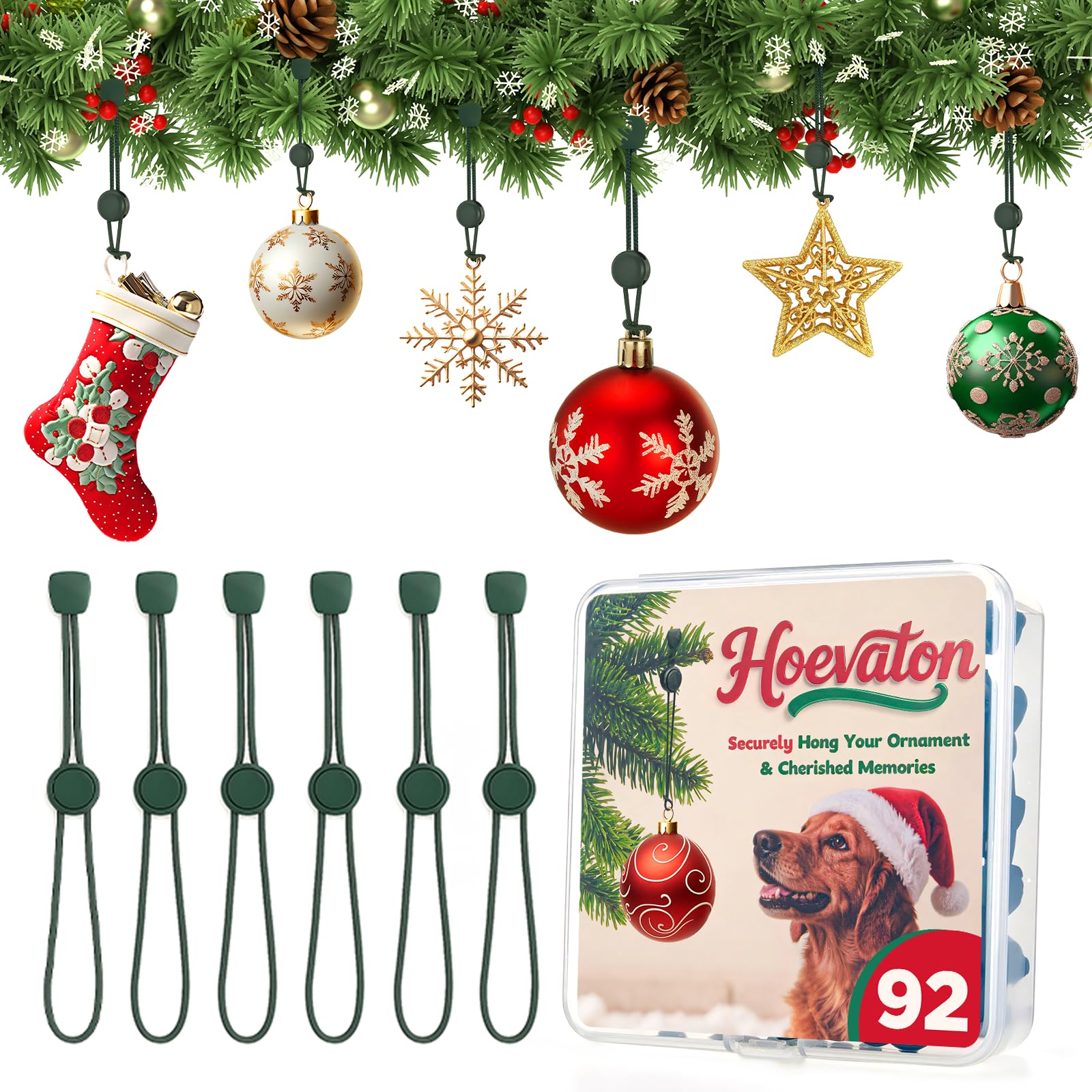 Hoevaton emballage 92 crochets verts dans boîte refermable pour rangement facile