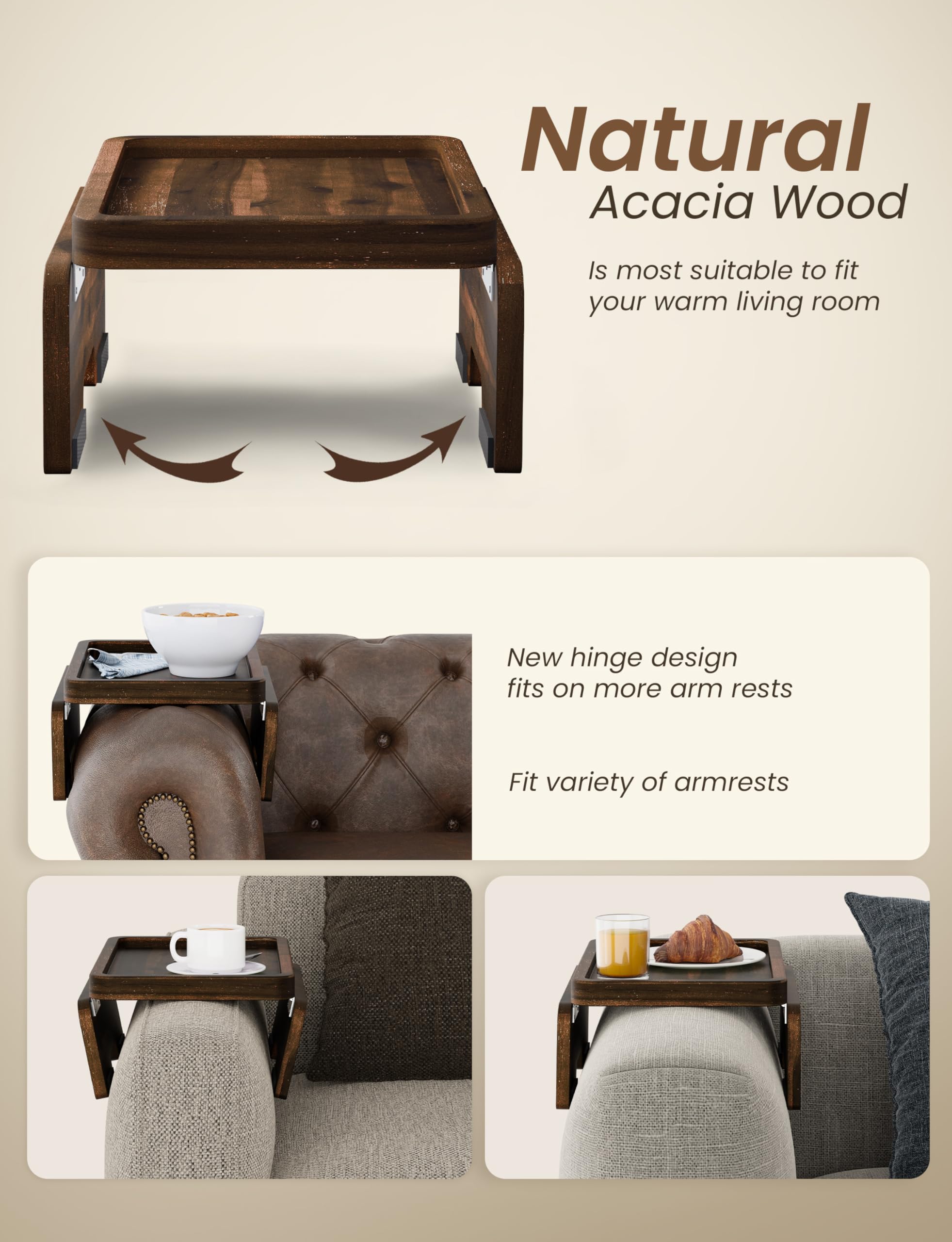 HOLANA gros plan sur la texture d'acacia, finition noyer durable et élégante