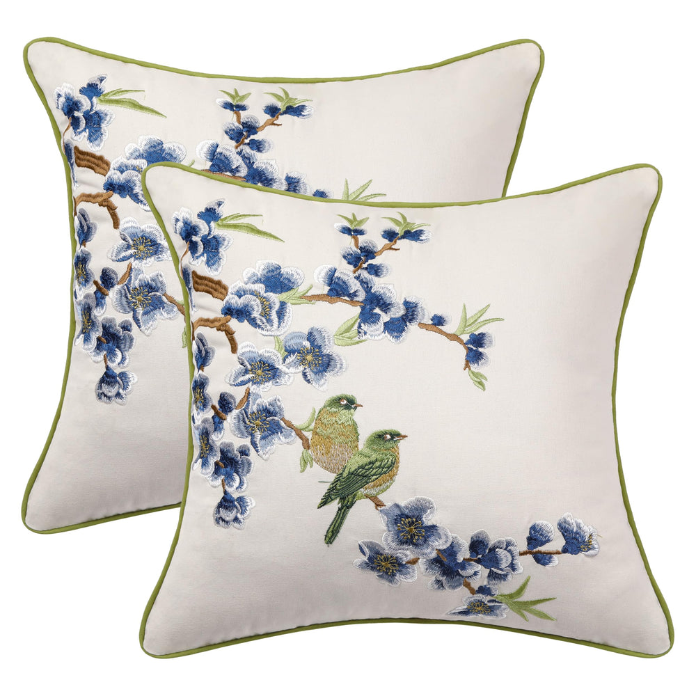 Holibeat face des housses avec broderie fleurs et oiseaux, décor élégant