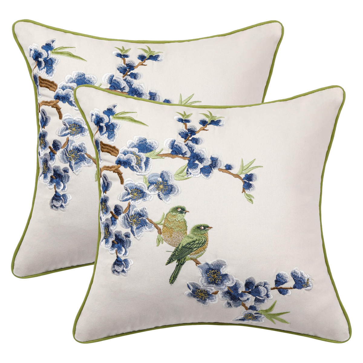 Holibeat face des housses avec broderie fleurs et oiseaux, décor élégant
