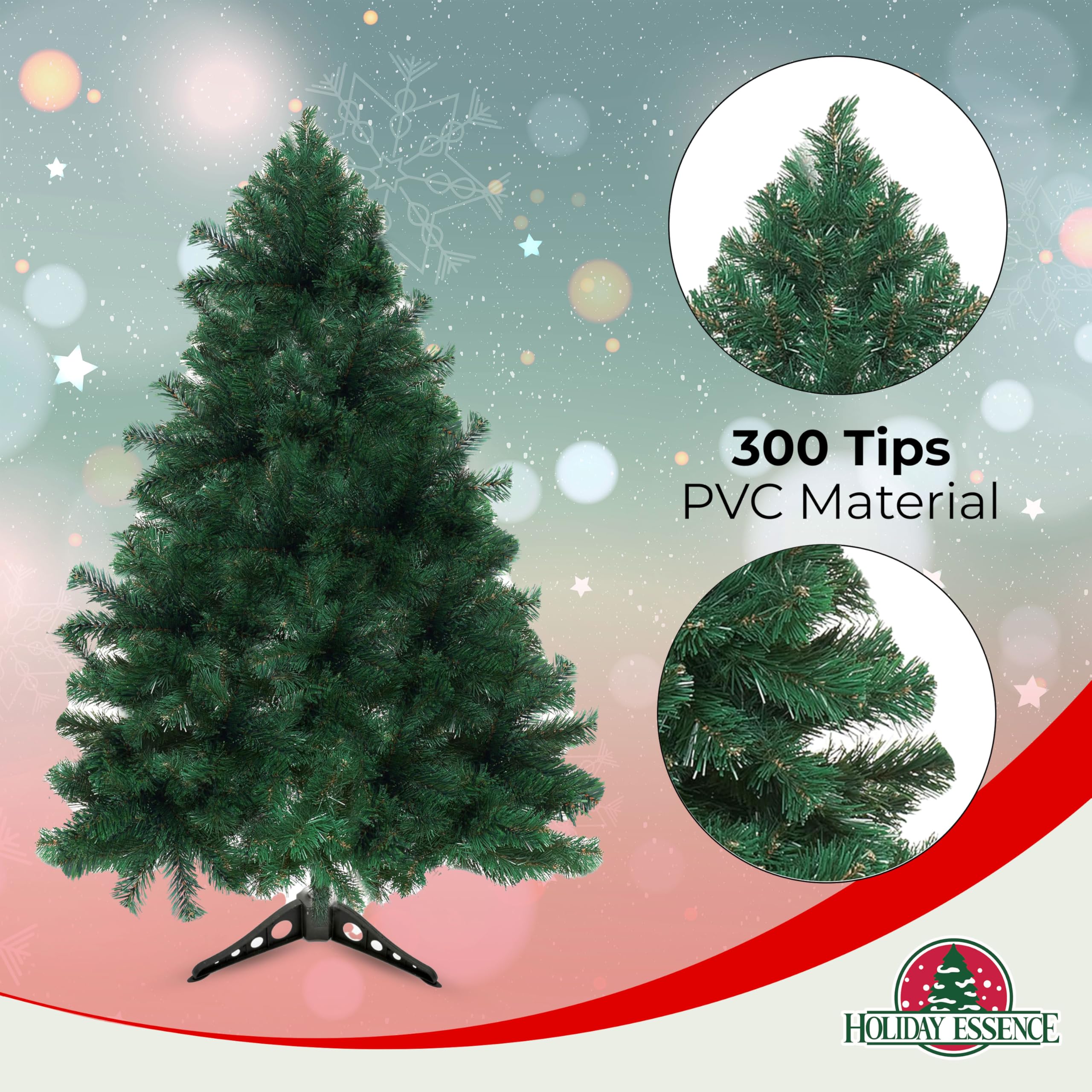 Holiday Essence gros plan aiguilles PVC montrant texture naturelle