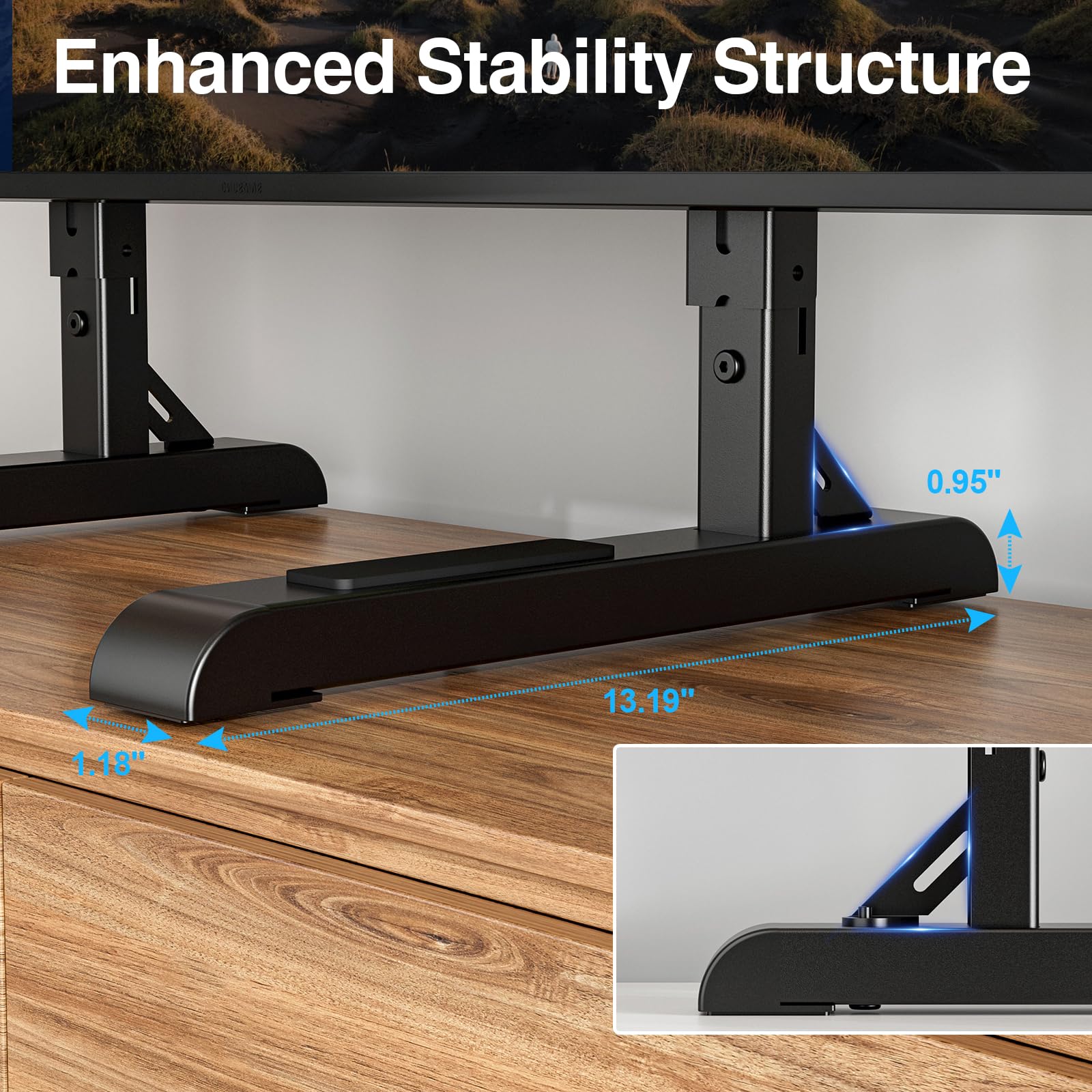 HOLMAXD support installé sur buffet libérant espace pour barre de son