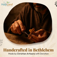 Holy Land Market gros plan sur le grain du bois d'olivier, aspect chaud
