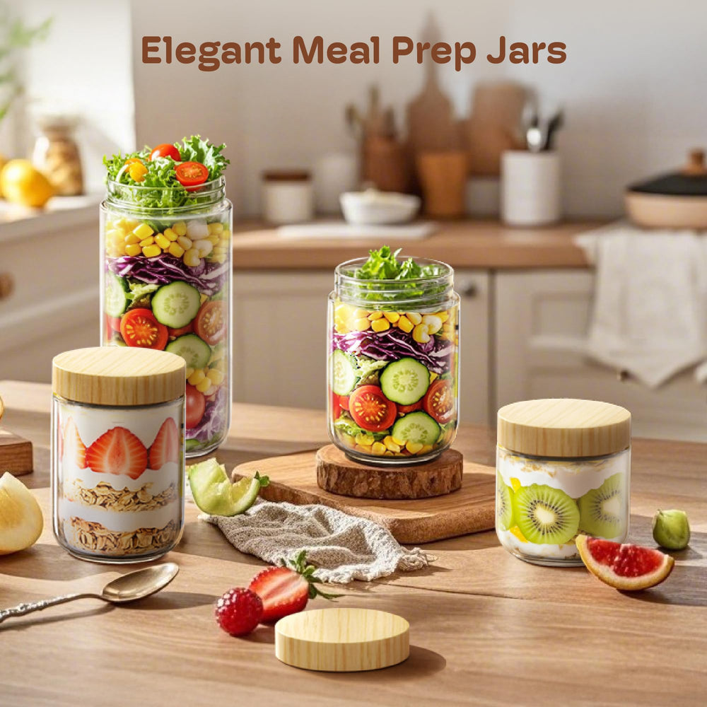 HomArtist six bocaux 16 oz alignés, rangement esthétique et durable