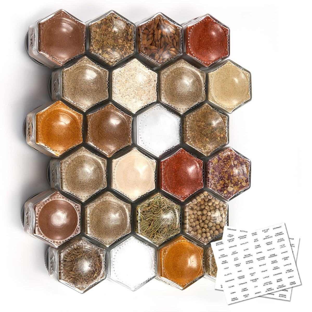 Homazing bocaux hexagonaux face avant montrant rangement et gain d'espace