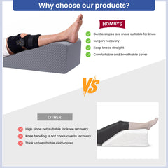 HOMBYS coussin en usage sur lit surélevant une jambe pour confort
