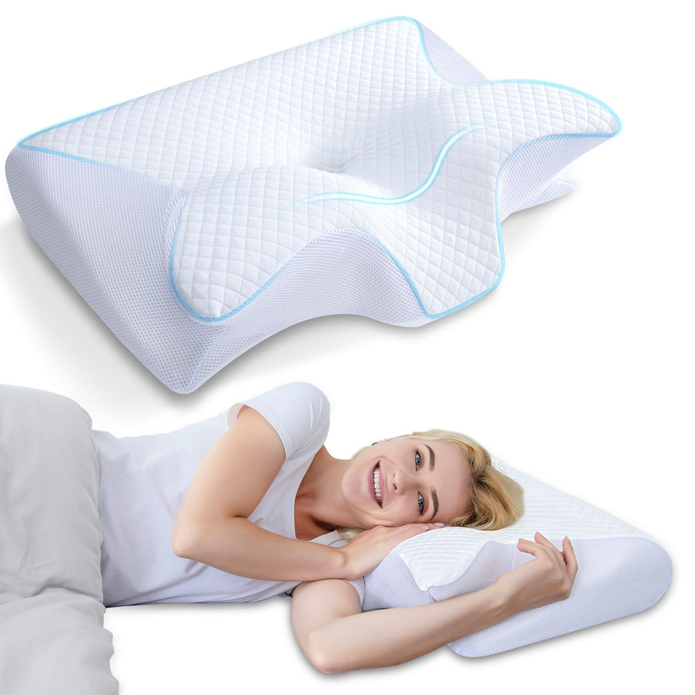 HOMCA oreiller face contour montrant alignement tête-épaules pour confort