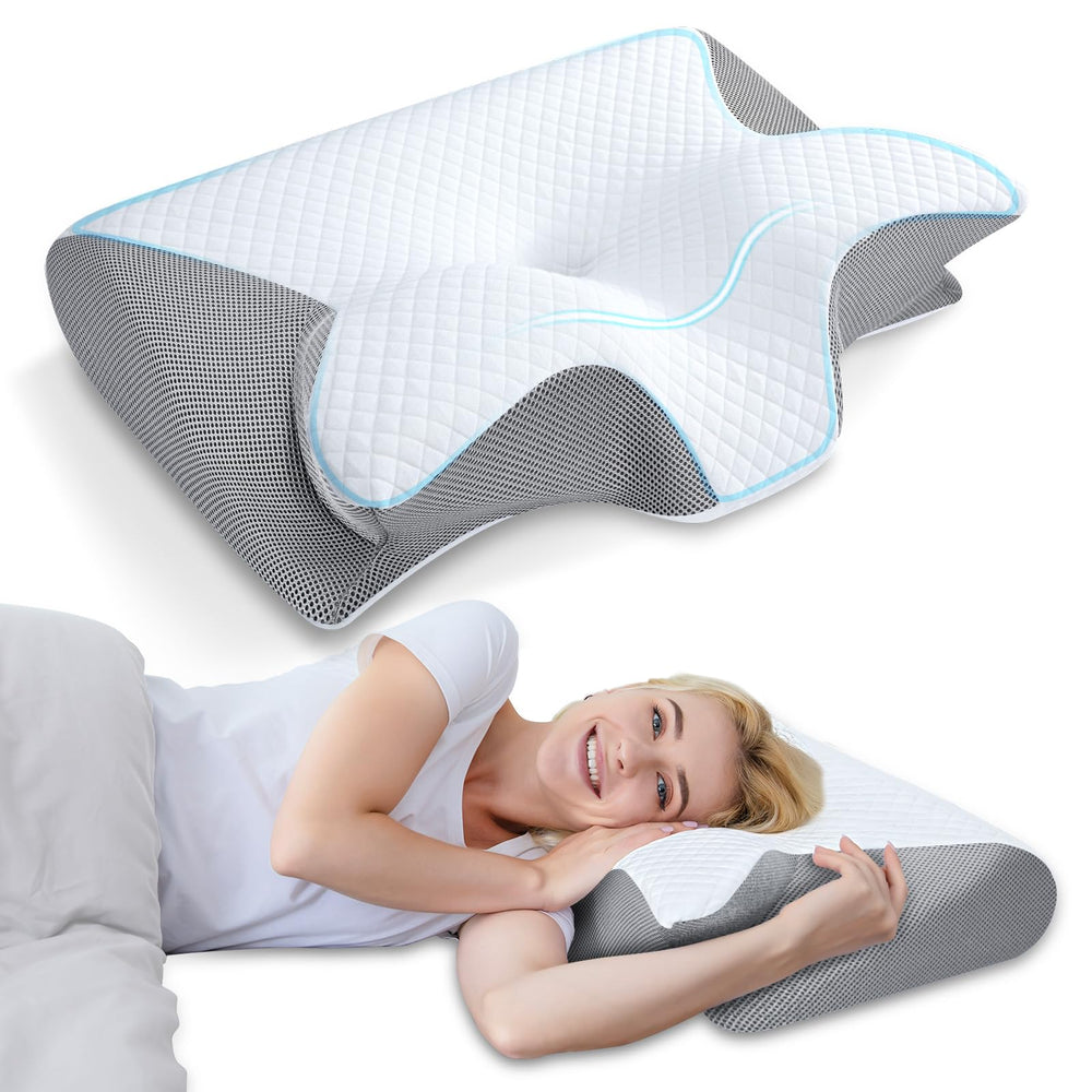 HOMCA oreiller face contour montrant alignement cervical pour soutien ciblé