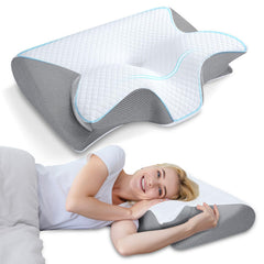 HOMCA oreiller face contour montrant alignement cervical pour soutien ciblé