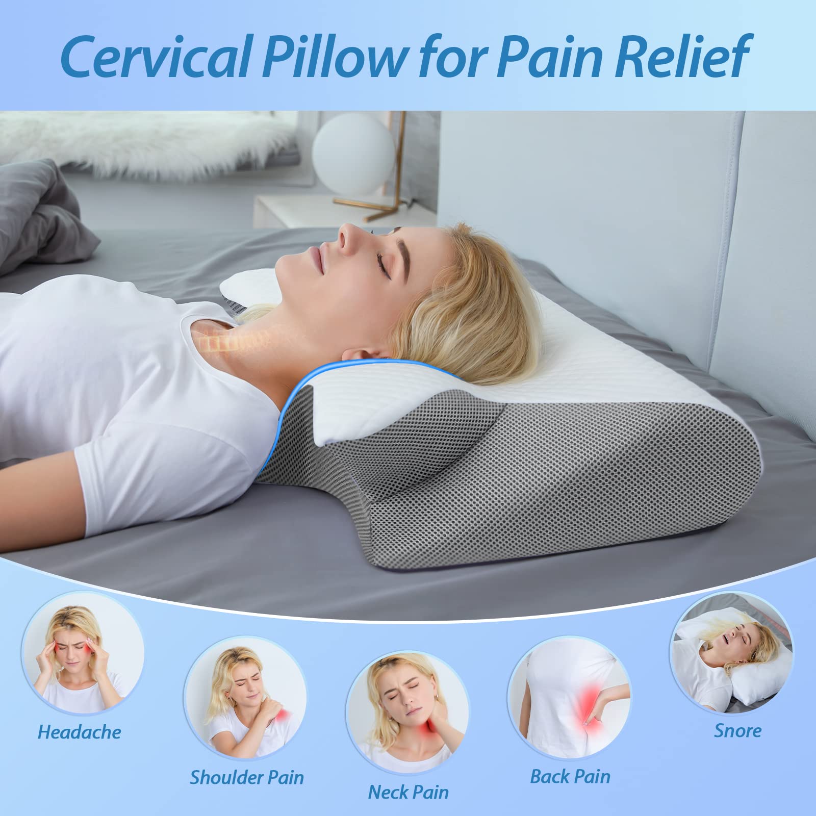 HOMCA oreiller face rouleau offrant courbe naturelle pour confort doux