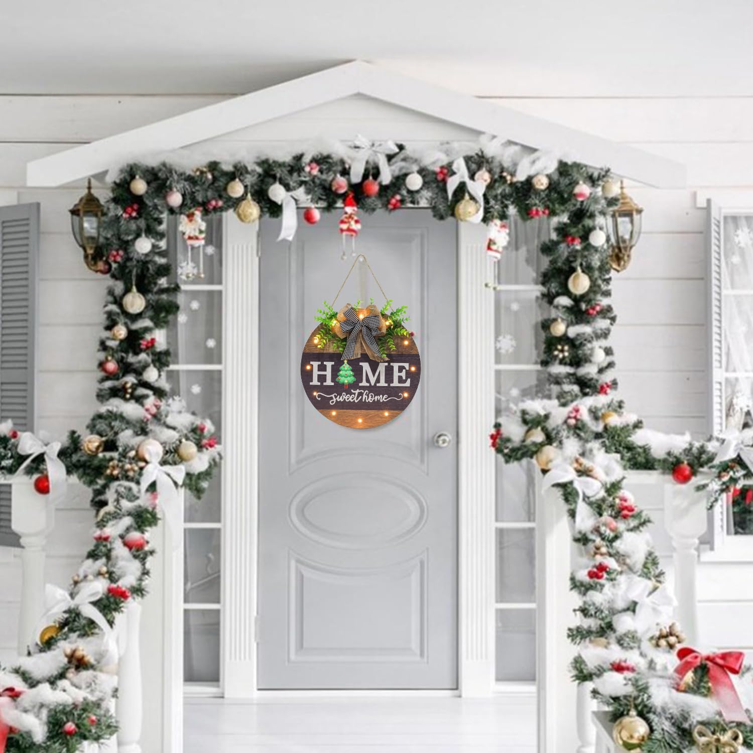 Homcdaly panneau décoré pour Noël ambiance chaleureuse et festive