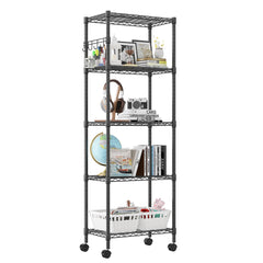 Homdox étagère face complète en métal noir offrant un rangement vertical stable