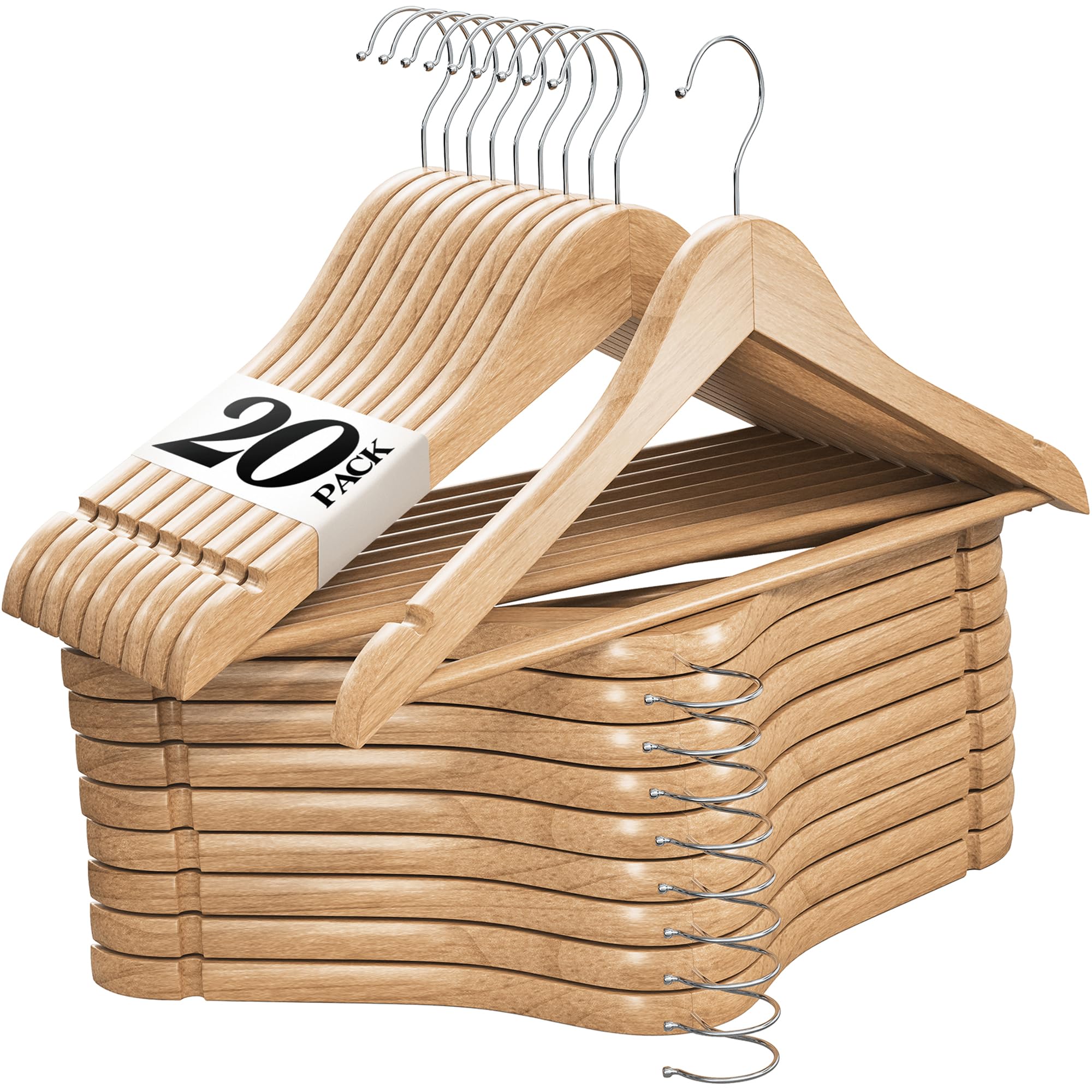 HOME IT cintre en bois vue avant élégant et solide pour organiser le placard