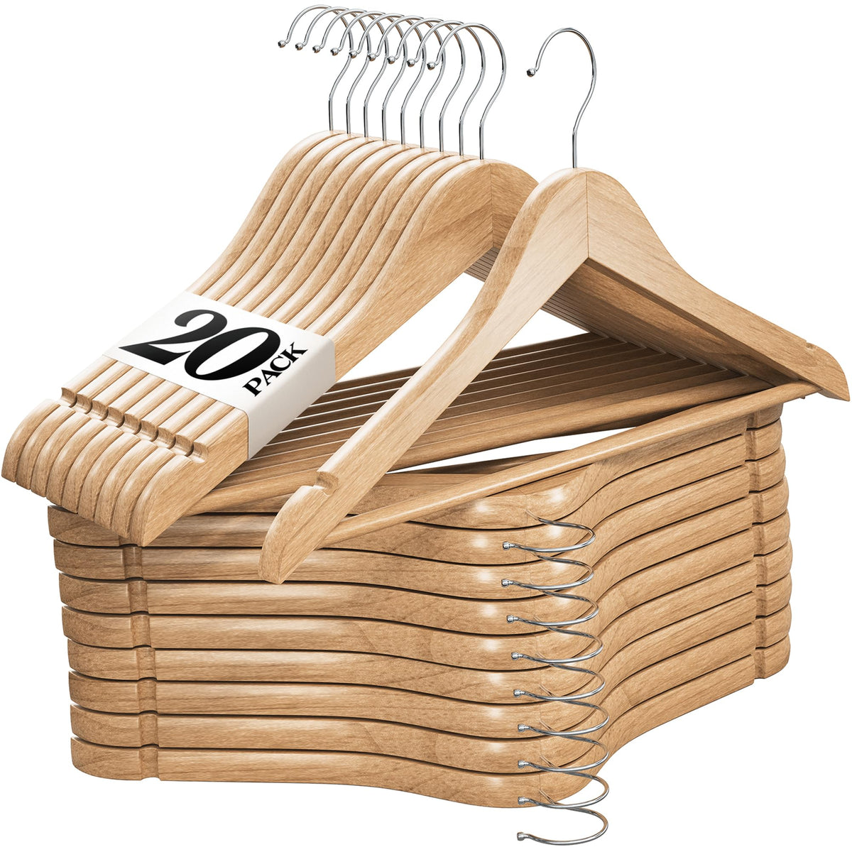 HOME IT cintre en bois vue avant élégant et solide pour organiser le placard