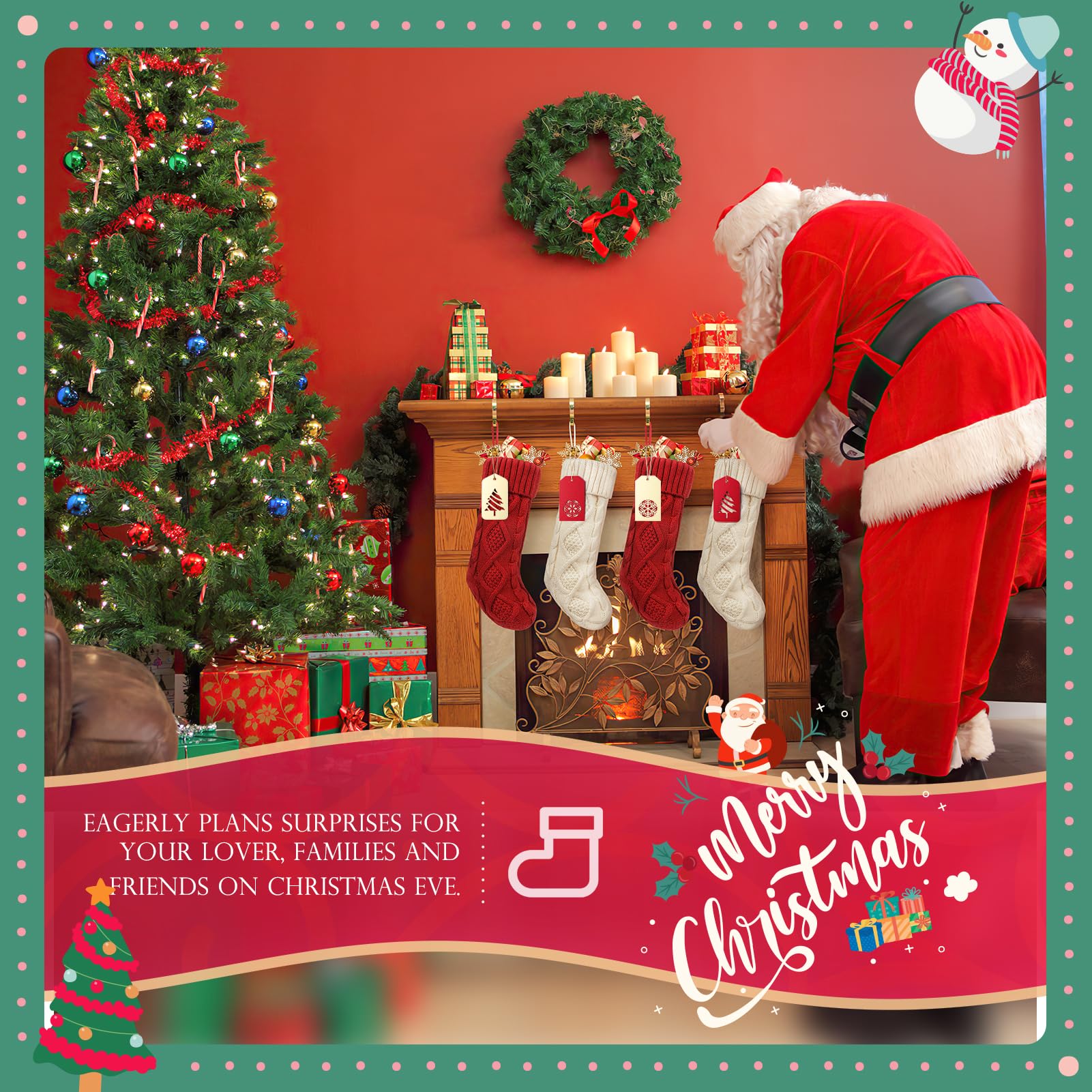 HOMEBROS chaussettes accrochées à la cheminée, ajoute ambiance festive