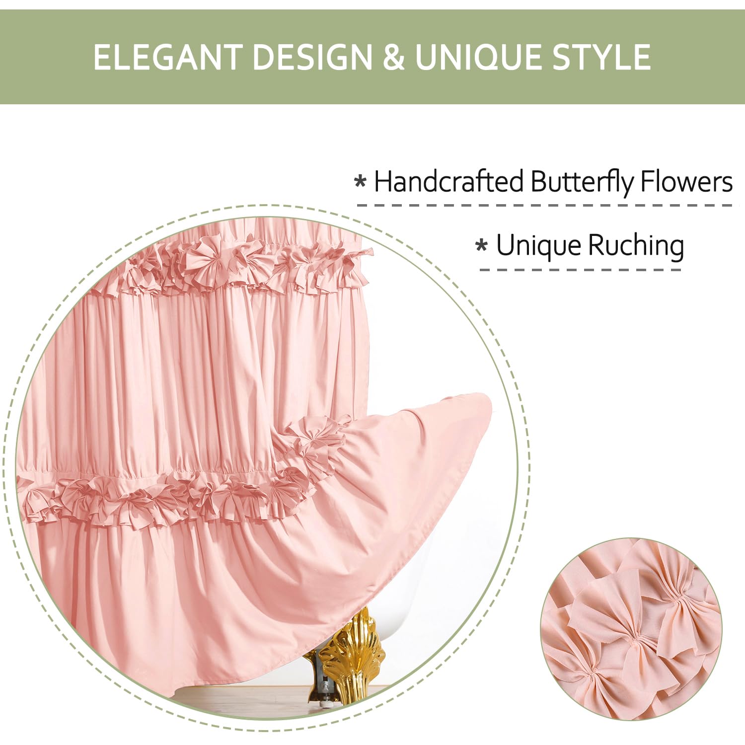 Homechoice Decor gros plan sur volants en cascade, texture décorative