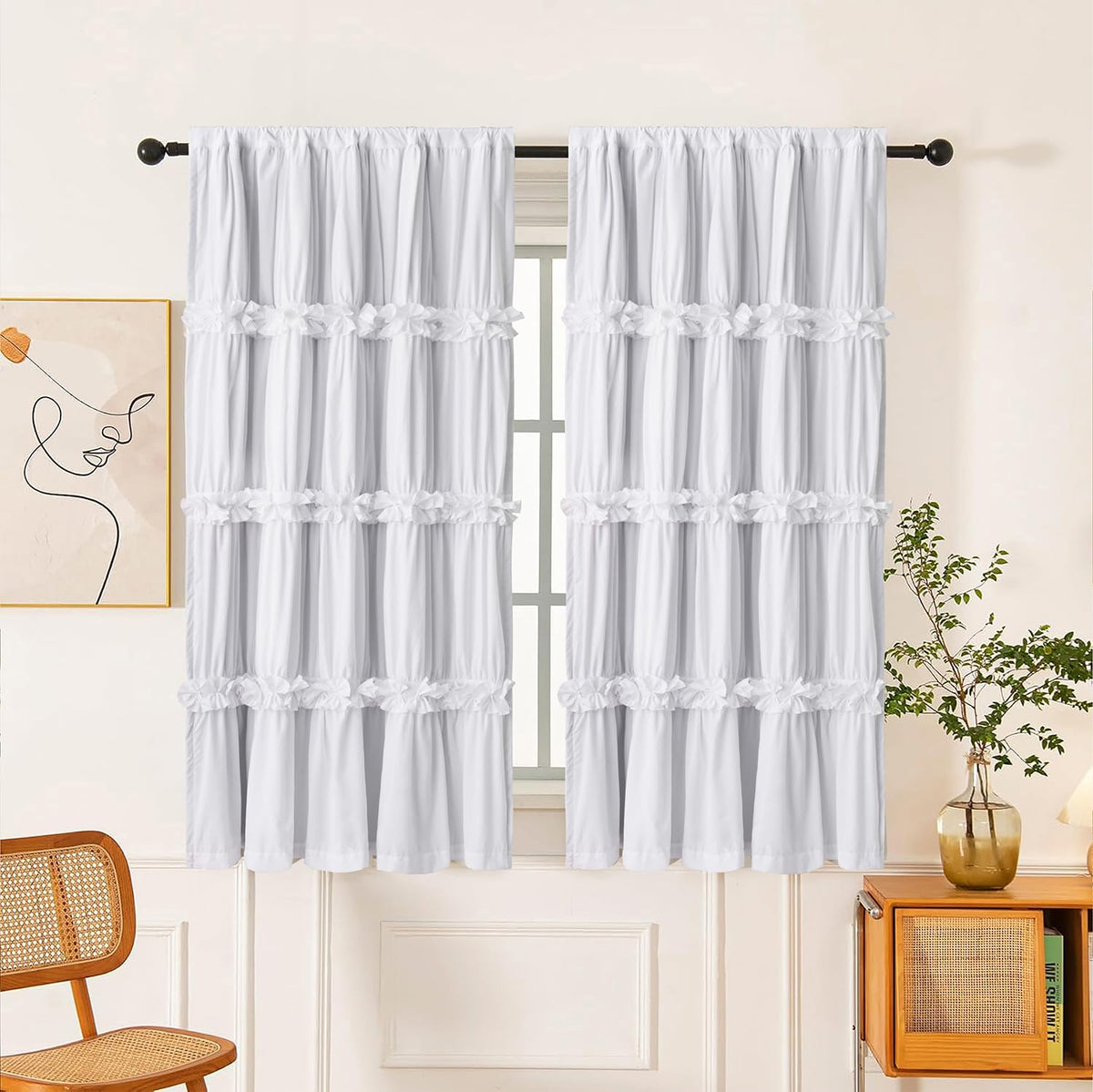 Homechoice Decor vue frontale des rideaux, aspect décoratif et occultation