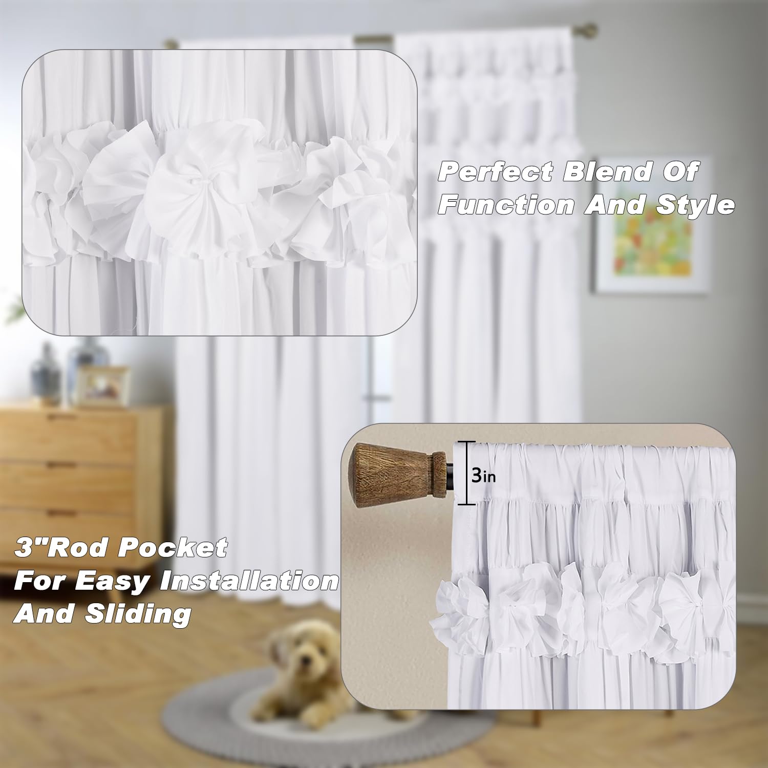 Homechoice Decor poche de tringle 3 pouces, installation rapide et stable