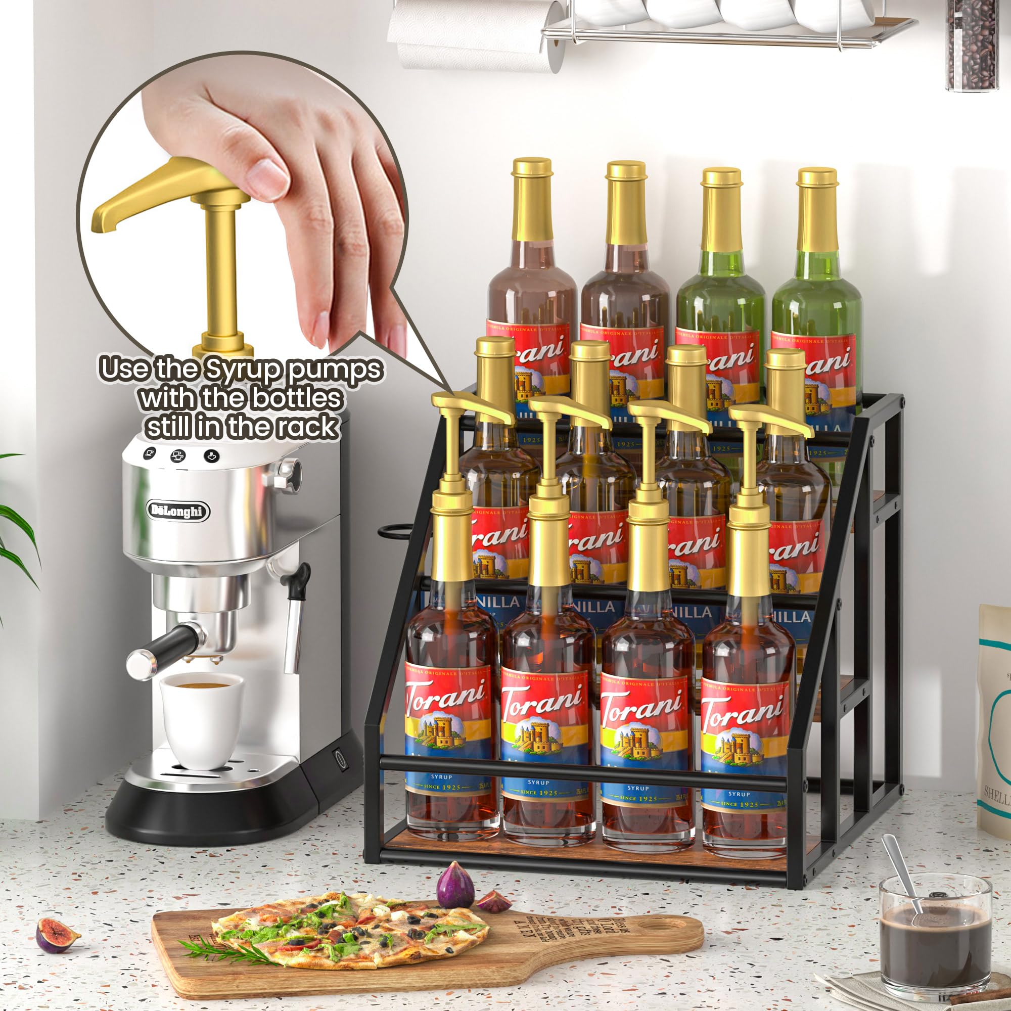 Homedawn avec bouteilles variées montrant compatibilité huiles et sirops