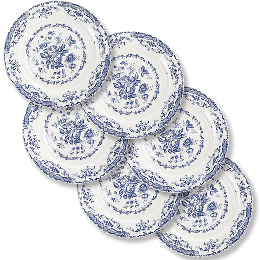 HomeElves assiette face motif rose bleue, élégance à table