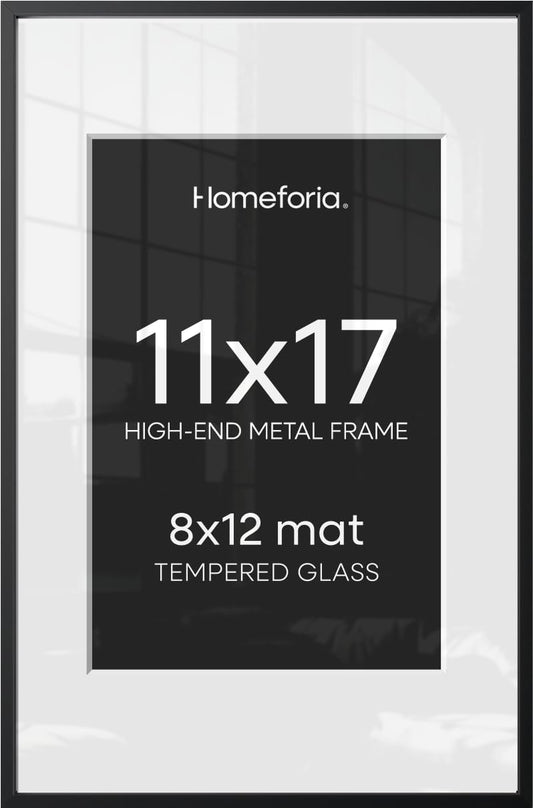 Homeforia cadre 11x17 noir mat vue de face pour mise en valeur immédiate
