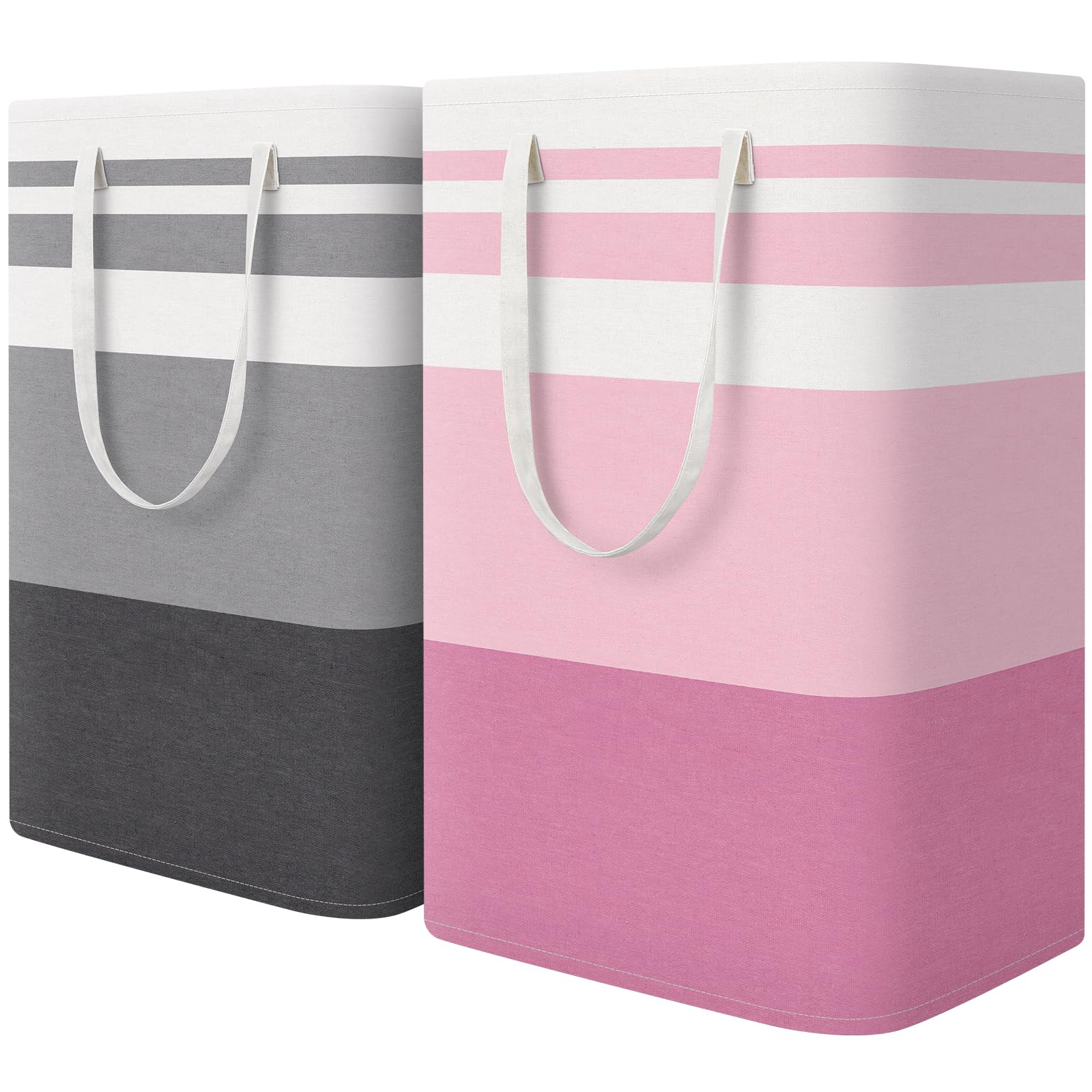 HomeHacks lot de deux paniers face avant en gris et rose, rangement élégant