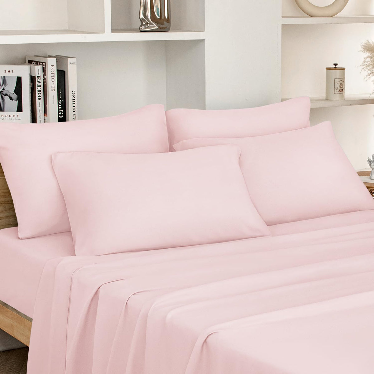 HOMEIDEAS emballage de l'ensemble 6 pièces montrant la couleur rose pâle et contenu